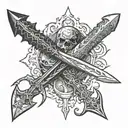 two crossed gothic daggers  tattoo design idea
