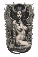 gothic nude succubus tattoo design idea