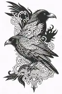 dark spooky gothic raven tattoo design idea