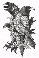 dark spooky gothic raven tattoo design idea