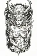 sexy nude female demon tattoo design idea