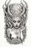 sexy nude female demon tattoo design idea