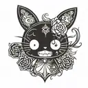 a creepy gothic kuromi hello kitty tattoo design idea