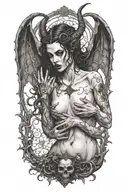 gothic nude succubus tattoo design idea