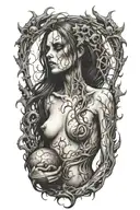 creepy nude banshee  tattoo design idea