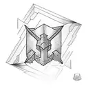 minecraft sword with creeper in the reflection tattoo design idea