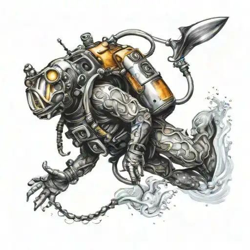 nautical,commercial diver tattoo design idea