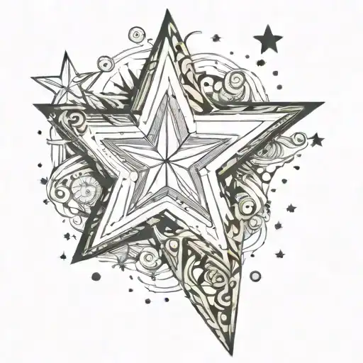 book, star, tattoo design idea