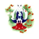 kitsune with kodama tattoo design idea