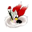 kitsune with kodama tattoo design idea