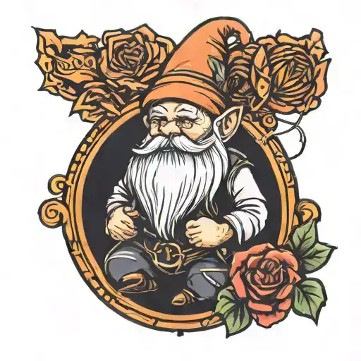 gnome at a rave minimalistic best tattoo design idea