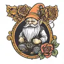gnome at a rave minimalistic best tattoo design idea