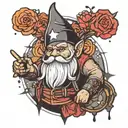 gnome at a rave minimalistic best tattoo design idea
