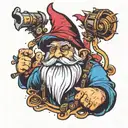 gnome at a rave minimalistic best tattoo design idea