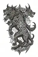 Fenrir chained chaos star tattoo design idea