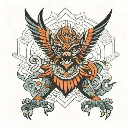 balinese garuda / geometric tattoo design idea