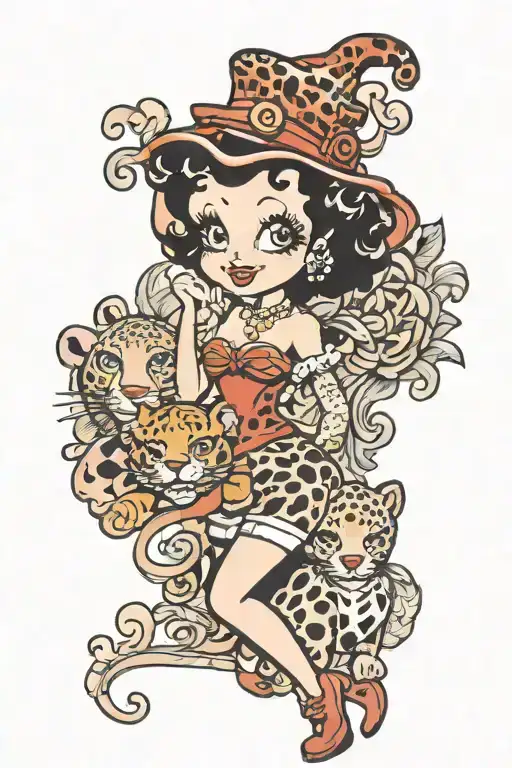 Betty boop and leopard print  tattoo design idea