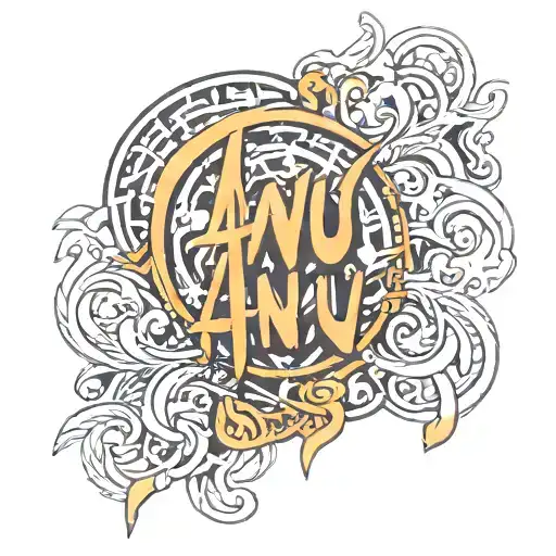 arm tattoo with written my gf name 'anu' tattoo design idea