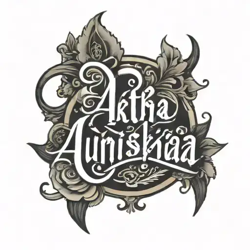 tattoo with text 'anushka' name written tattoo design idea
