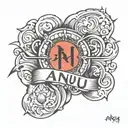 arm tattoo with written my gf name 'anu' tattoo design idea
