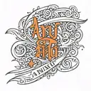 arm tattoo with written my gf name 'anu' tattoo design idea