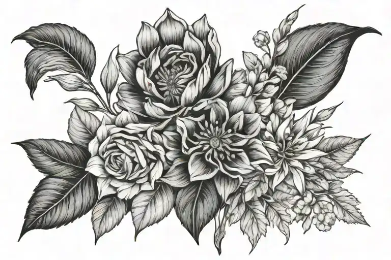 botanical elements tattoo design idea