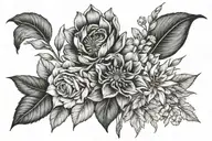 botanical elements tattoo design idea