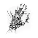 decaying Skeleton hand wrapped in thorns and vines tattoo design idea