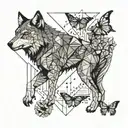 Wolf and butterfly emerging tattoo design idea