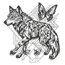 Wolf and butterfly emerging tattoo design idea