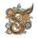 S with semi colon tattoo design idea