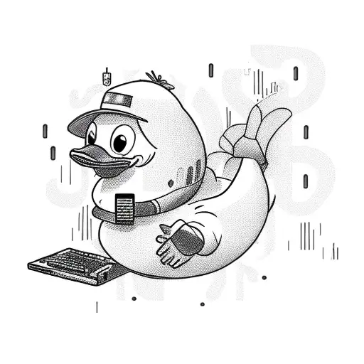 Boiler room rave club with a cool duck playing as dj tattoo design idea