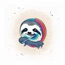 A sloth Remixing music in front of dj table tattoo design idea