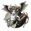 angel and devil tattoo design idea