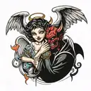 angel and devil tattoo design idea
