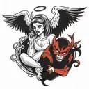 angel and devil tattoo design idea