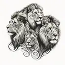 4 lions face tattoo design idea