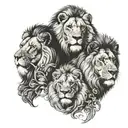 4 lions face tattoo design idea