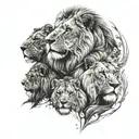4 lions face tattoo design idea