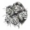 4 lions face tattoo design idea