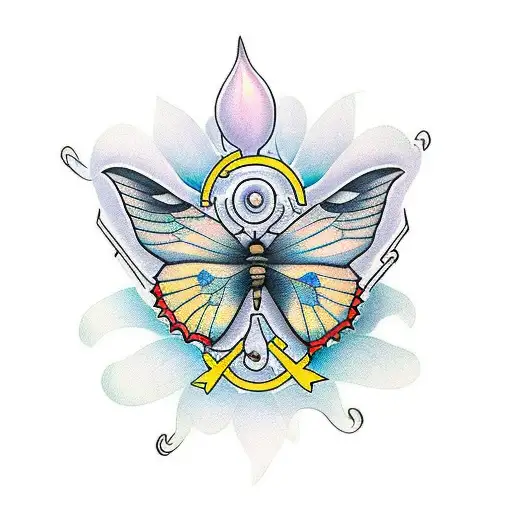 Buterfly with moms birth year  tattoo design idea