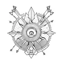 desert with sun cactus and bows and arrows tattoo design idea