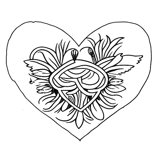 forgetmenot and heart tattoo design idea
