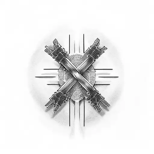 Cross made of nails tattoo design idea