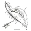 centipede crawling up the stem of a red spider lily , leg tattoo  tattoo design idea