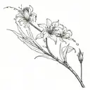 centipede crawling up the stem of a red spider lily , leg tattoo  tattoo design idea