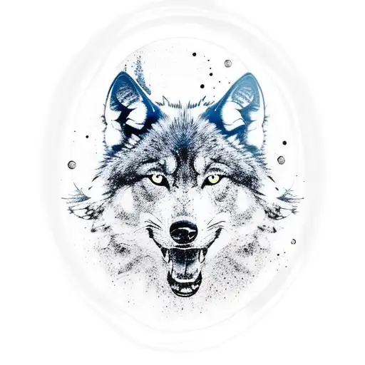 black wolf Nordic  tattoo design idea
