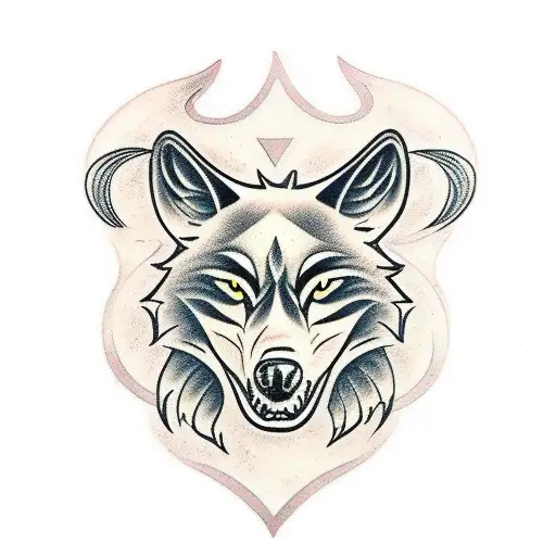 black wolf Viking  tattoo design idea