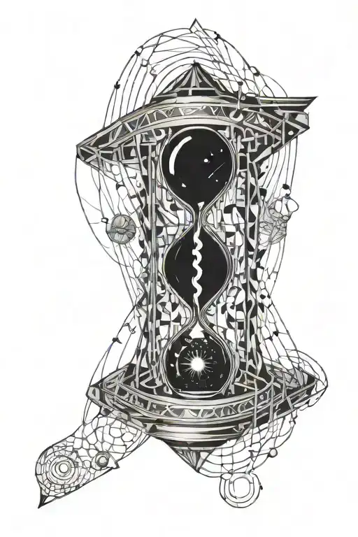 Black hole timeline hourglass tattoo design idea