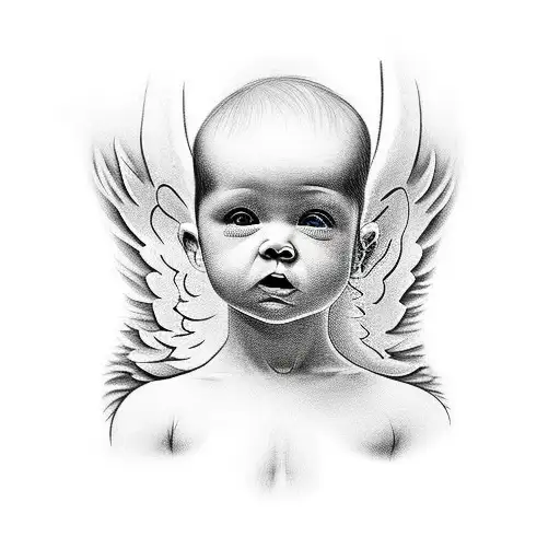 baby angel with ski mask  tattoo design idea